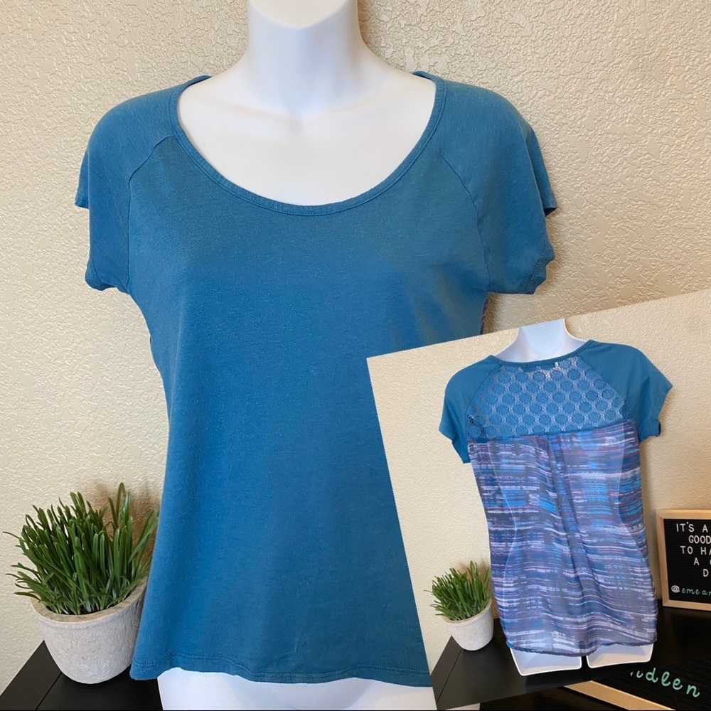 Prana lace crochet‎ top short blue xs